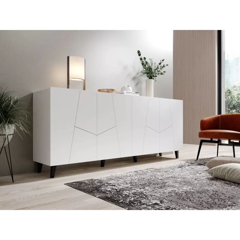 Kummut Cama Meble ETNA 200x42x82 cm, valge matt, puitlaastplaat, 16 mm raam