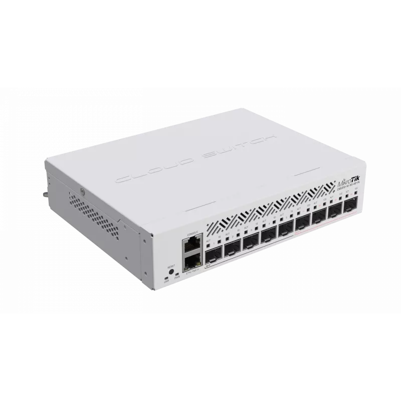Hallatav L3 võrgukommutaator MikroTik CRS310-1G-5S-4S+IN — 1U, 1x Gigabit, 5x SFP, 4x SFP+, 10G, DC/PoE 18–57V, 20W max