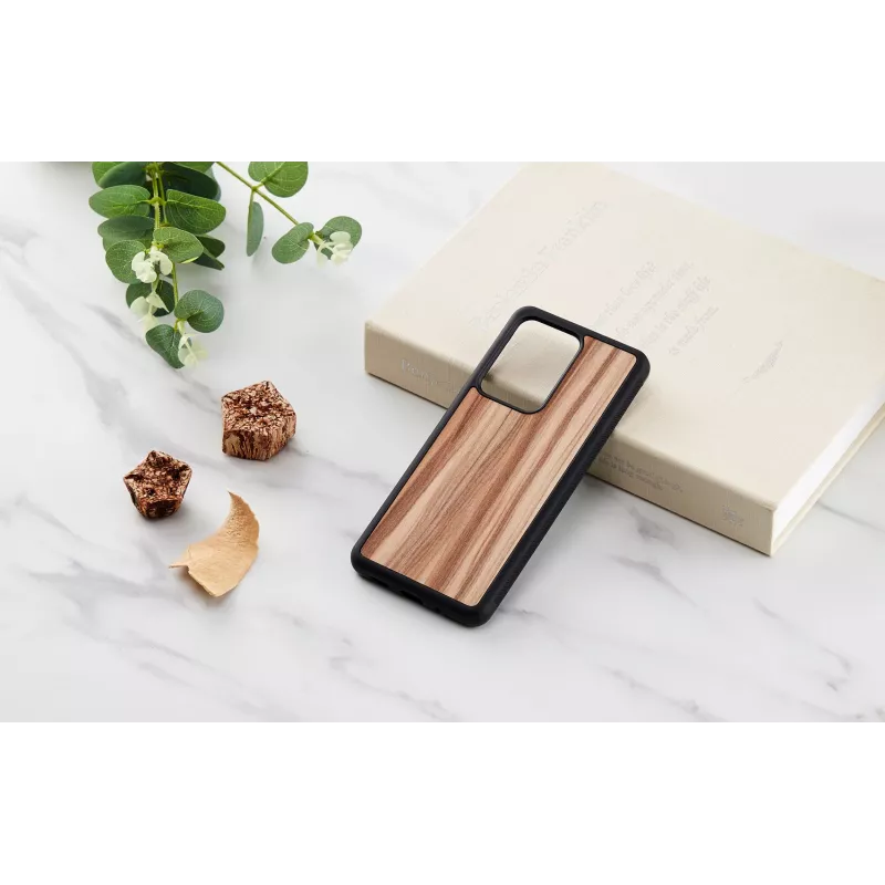 Mehe ja puidust telefoniümbris Samsung Galaxy S20 Ultra jaoks — cappuccino must