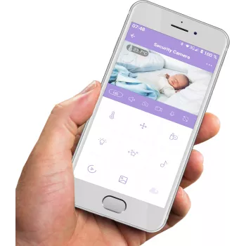 Siseruumide WiFi-panoraamkaamera Olympia BC 2000 — 2 MP, 1080p, 330° horis / 145° vert, 2,4 GHz, Android/iOS (lilla/valge)