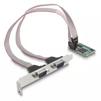 DeLOCK Mini PCIe kaart täissuuruses – 2 x jada RS-232 D-Sub 9 kontaktiga