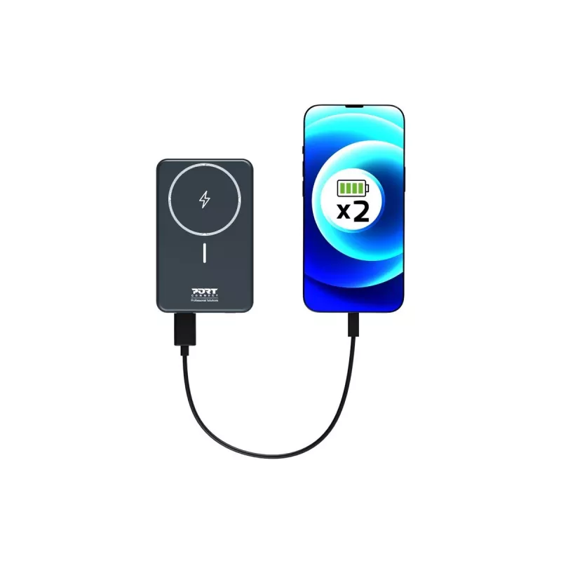Akupank Port Designs 907005 10000 mAh juhtmevaba laadimisega must