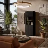 Vitriinkapp Cama LIVERTI 59,5×42×178 cm must — põrandal seisev panipaik
