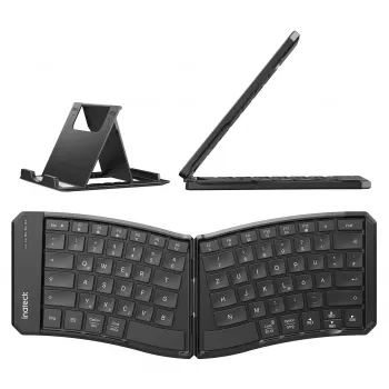 Inateck täissuuruses kumer Bluetooth-klaviatuur N0131 QWERTZ käärikujuline lüliti Must
