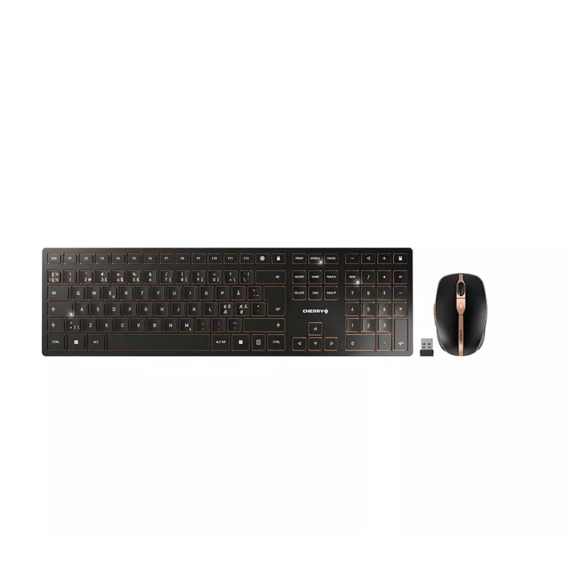 CHERRY DW 9100 SLIM klaviatuur Hiir kaasas Universaalne RF Traadita + Bluetooth Nordic Must