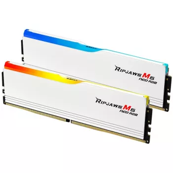 DIMM 64 GB DDR5-6000 (2x 32 GB) Dual-Kit, mälu valge, F5-6000J2836G32GX2-RM5NRW, Ripjaws M5 Neo RGB, AMD EXPO