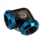 Adapter 90° BitsPower 12mm AD kõvatorule 12mm AD kõvatorule, läikiv must/sinine