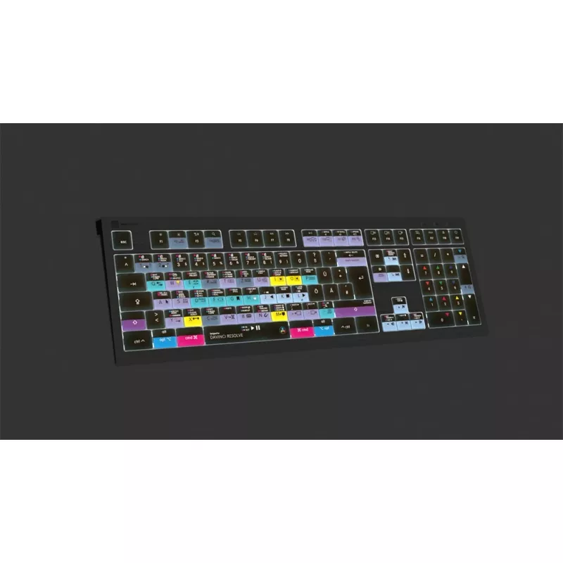 Logickeyboard ASTRA 2 DaVinci Resolve klaviatuur Macile, täissuuruses, juhtmega USB, käärmehhanism, QWERTZ saksa, must