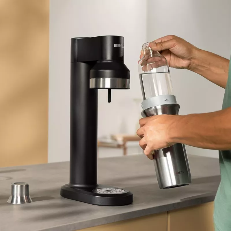 Gaseerimispudel BRITA 118426 – 1 L klaaspudel roostevabast terasest korgiga, 287 mm kõrgus, 2 tk pakendis