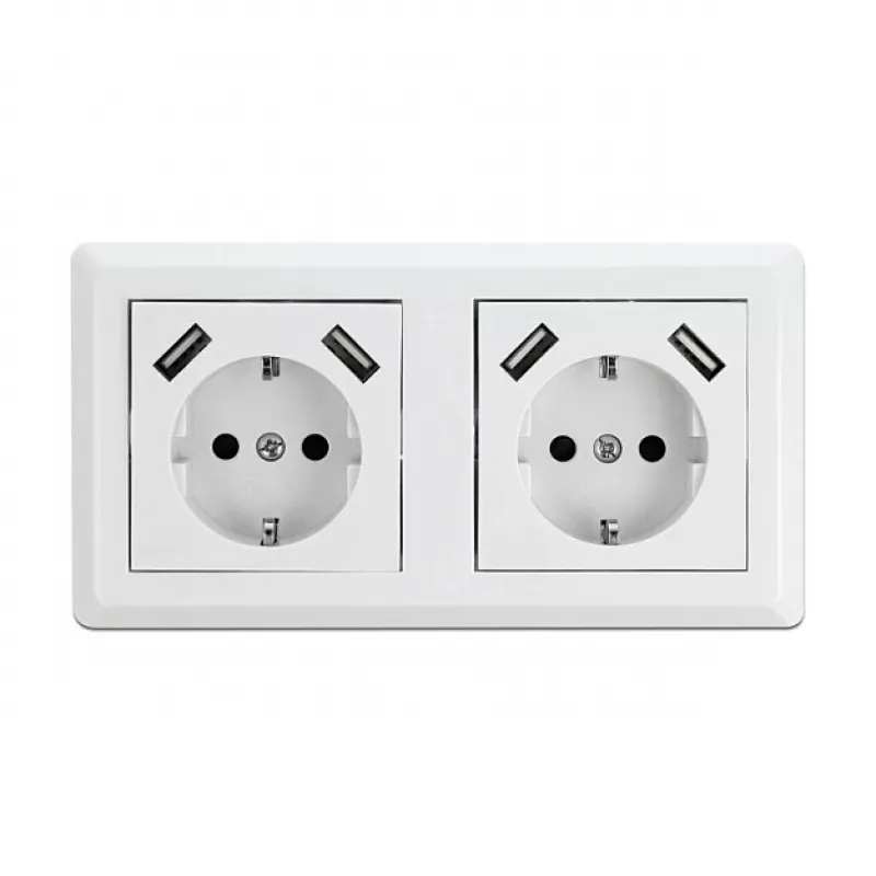 Seinapistikupesa DeLOCK 2-suunaline 4 USB-pordiga 2 x 2,8 A
