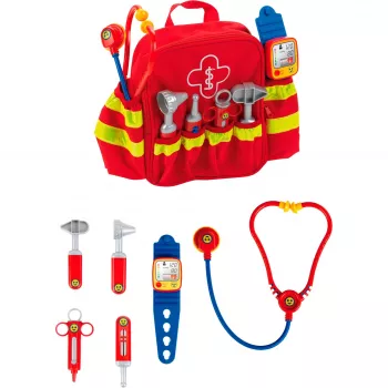 Theo Klein 4314 Emergency Rescue Backpack I with Stethoscope, Syringe and Much More I Electronic Blood Pressure Monitor with Sound I Toy for Children