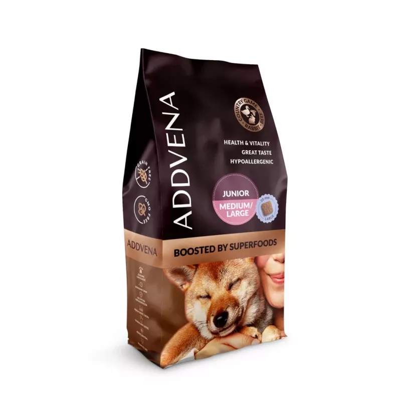 ADDVENA Boosted by superfoods Junior Medium/Large Beef - kuiv koeratoit - 10kg