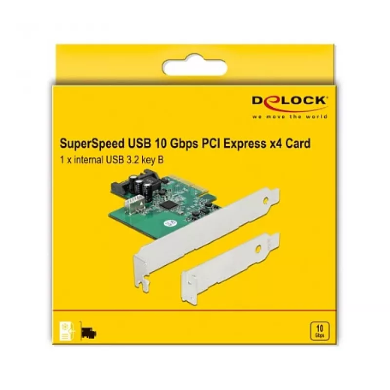 DeLOCK PCI Express x4 kaart 1 x sisemise USB 3.2 Gen 2 võtmega B 20 kontaktiga emase pordiga