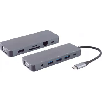 ShiverPeaks Laptop Dock S/CONN 14-05028 juhtmega USB 3.2 Gen 1 USB-C hall