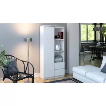 Büroo raamaturiiul Top e Shop RS-80 BILY BIEL, valge puitlaastplaat, 7 riiulit, 800×350×1800 mm