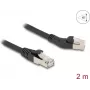 Võrgukaabel DeLOCK RJ45 Cat.6A 45° vasakpoolne nurgeline sirgele 2 m must