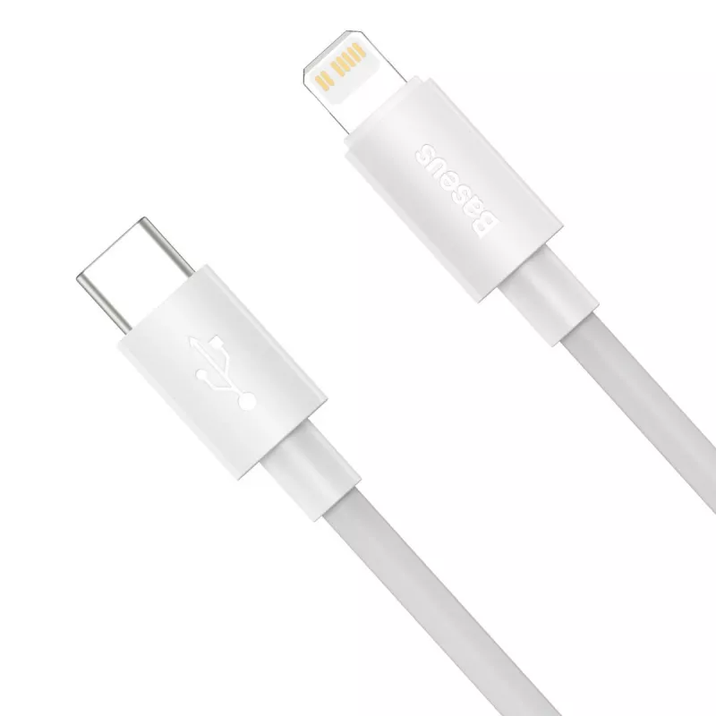 Baseus Simple Wisdom andmekaablikomplekt USB-C – Lightning PD 20W (2 tk/komplekt) 1,5 m valge