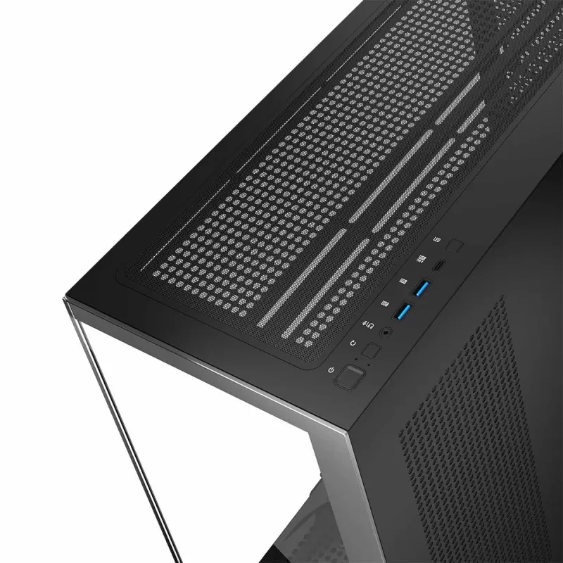 PC korpus MODECOM Volcano Stellar NF ATX miditorn, karastatud klaas, must, toetab ATX/micro ATX, GPU kuni 420mm, CPU jahuti 175mm