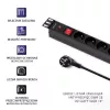 Qoltec 53996 Toitejaotur riiulile 19 inch | 1U | 16A | PDU | 8xFRENCH | 2m