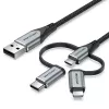 Vention USB 2.0 A isane 3-in-1 Micro-B&USB-C&Lightning isasele kaablile 1M Hall alumiiniumsulamist tüüp