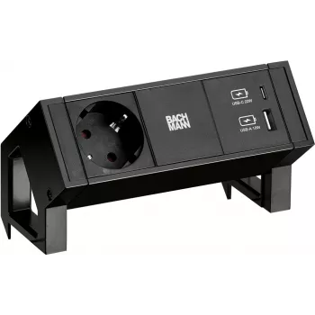 Bachmann DESK2 1x CEE7/3 USB A/C laadija must (902.9109)