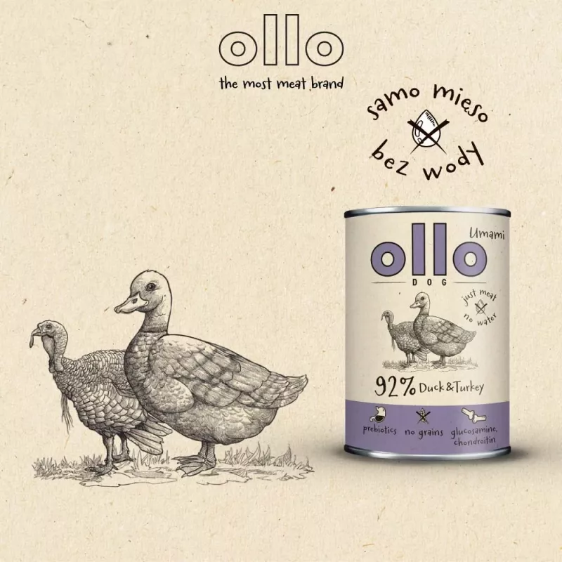 OLLO Umami Pardiliha ja kalkun – märg koeratoit – 850 g