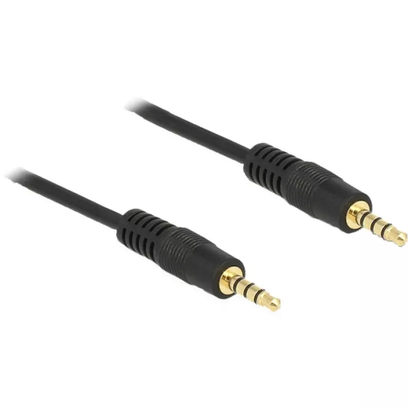 DeLOCK – helikaabel – 28 AWG – Mini-Phone 3,5 mm, 4-kontaktiline (M) – Mini-Phone 3,5 mm, 4-kontaktiline (M) – 5,0 m – varjestatud – must (83438)