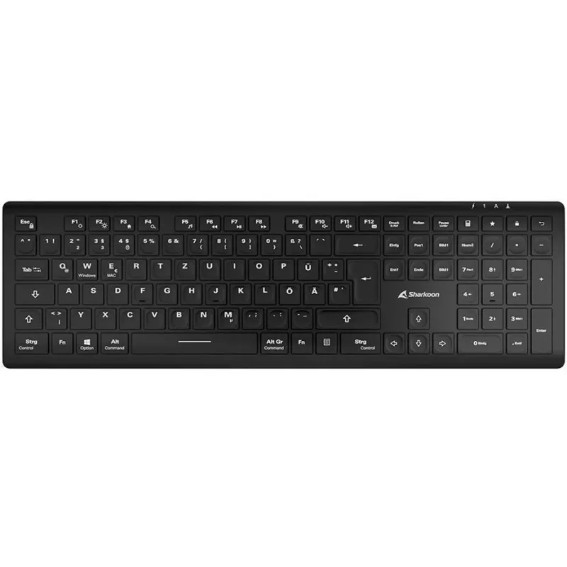 Sharkoon OfficePal K30W must DE-paigutusega kummikuppelklaviatuur