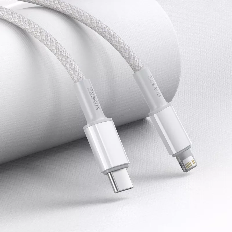 USB-C–Lightning Baseus tihedalt punutud kaabel, 20W, PD, 2m (valge)