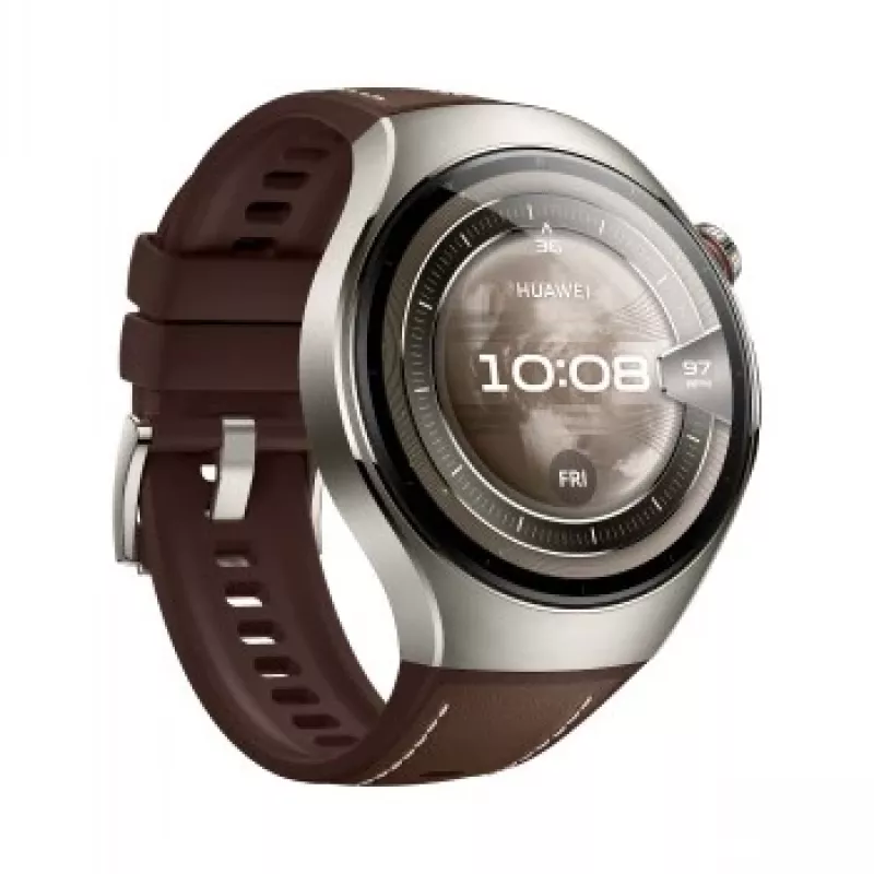 Nutikell HUAWEI WATCH 5 Classic 46 mm, 1.38 tolli AMOLED 466×466, puuteekraan, GPS, hõbedane korpus, pruun rihm