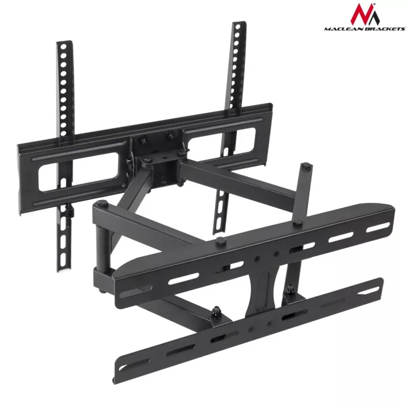 TV wall mount MACLEAN MC-760 for 32–55 inch TVs, steel, VESA up to 400x400, 30 kg, Must, 9.6–44.8 cm