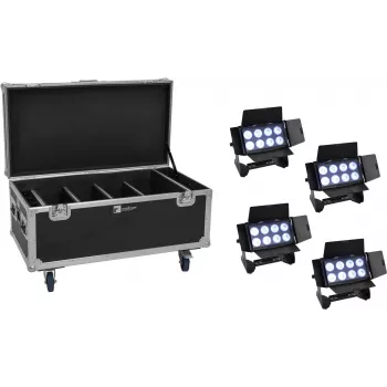 Prožektorikomplekt EUROLITE Multiflood 20000999 4 laetava aku, 8×10W RGBW LED-iga, IP-reitinguga