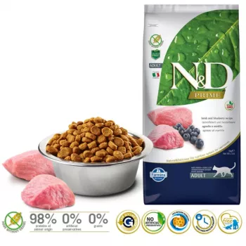 FARMINA N&D Prime Lamb and Blueberry Adult - kuiv kassitoit - 5 kg