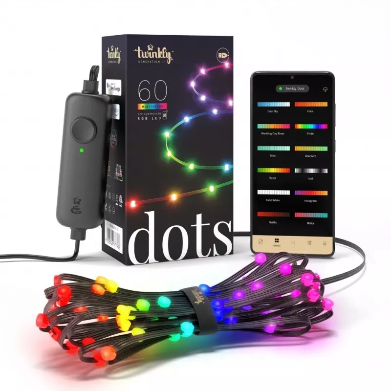 Twinkly Dots 60 RGB USB nutituled, 3 m, must