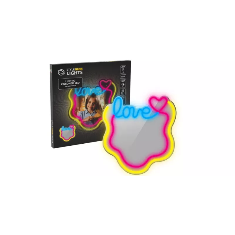 LED-neoonpeegel MANTA MASNL131MT – 'LOVE' disain, sisseehitatud LED-neoonvalgustus