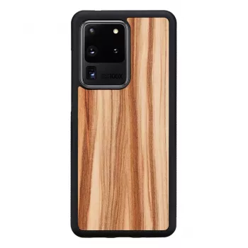 Mehe ja puidust telefoniümbris Samsung Galaxy S20 Ultra jaoks — cappuccino must
