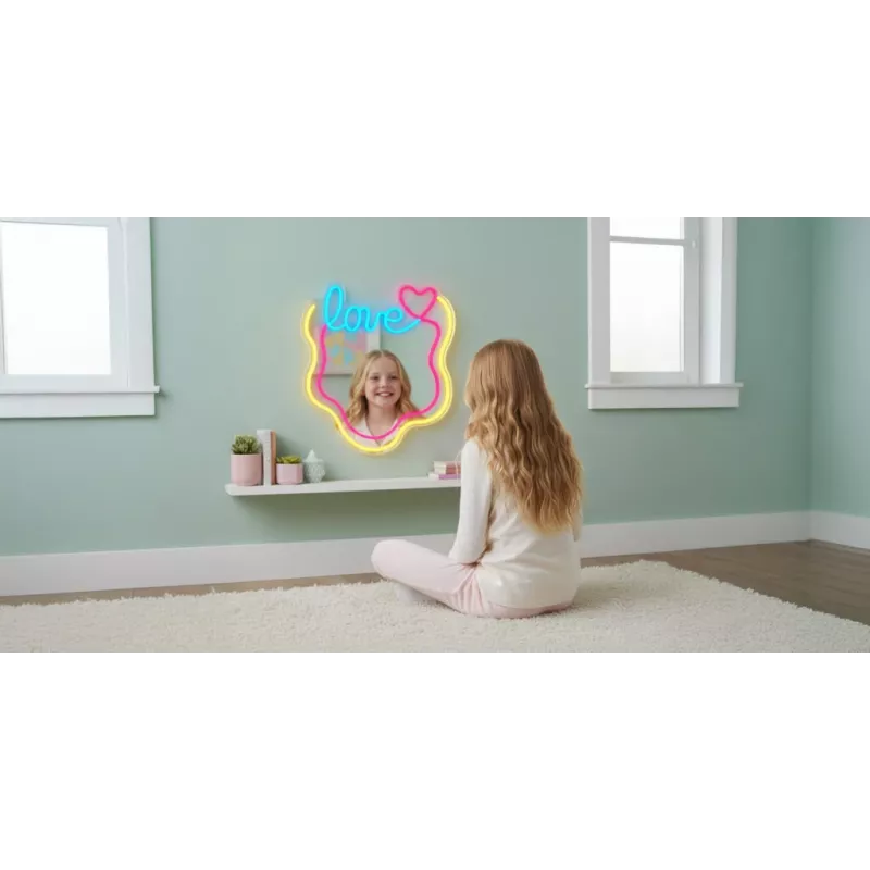 LED-neoonpeegel MANTA MASNL131MT – 'LOVE' disain, sisseehitatud LED-neoonvalgustus