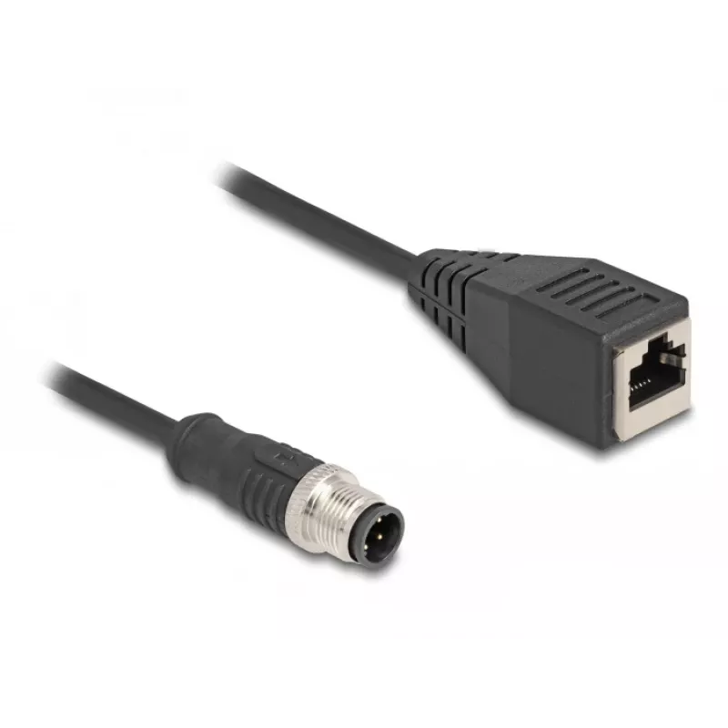 DeLOCK M12 adapterkaabel D-kodeeringuga 4-pin isane RJ45 emasele 50 cm
