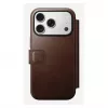 Mobiiltelefoni ümbris Nomad Modern Leather Folio iPhone 17 Pro jaoks, nahk/alumiinium, 16 cm (6,3 tolli) pruun, 4 kaarditaskut