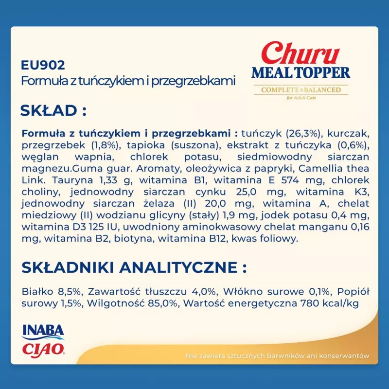 Märg kassimaius kotike INABA Churu Meal Topper Tuunikarp kammkarbiga 4 x 14 g
