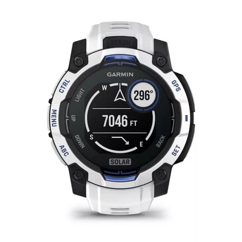 Nutikell GARMIN Instinct 2 45 mm, MIP 0,9 tolli (176×176), GPS, päikeseenergia, silikoonrihm sinine/valge