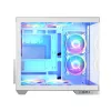 PC korpus MODECOM Volcano Panorama Midi Tower valge — micro ATX, karastatud klaas, ARGB, USB-C, toetab GPU-d 400 mm