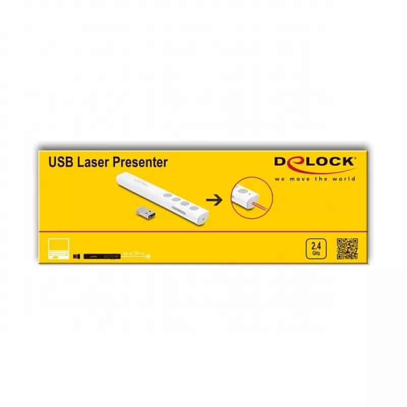 DeLOCK USB Laser Presenter valge, juhtmevaba USB RF nano vastuvõtja