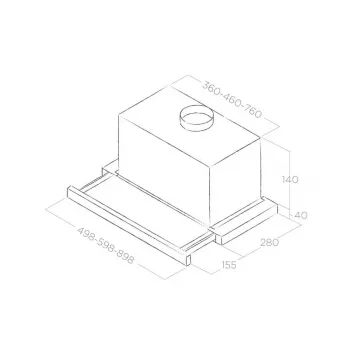 Sisseehitatav pliidikumm Elica Elite 14 LUX 60 BL — 598 mm laius, 368 m³/h õhujõudlus, alumiiniumist rasvafilter, LED, 62 dB