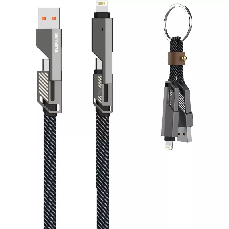 4smarts USB-C kaabel ComboCord Flat 240W+ võtmehoidjaga - kaabel - digitaalne/andmed
