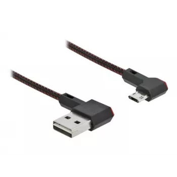 USB-kaabel DeLOCK EASY-USB 2.0 Type-A-pistik Micro-B isasele nurga all 0,2 m must