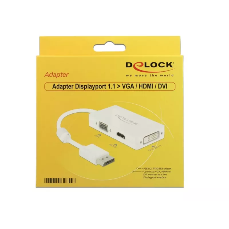 DeLOCK 0,16 m DisplayPort-VGA-HDMI-DVI-D kaabel