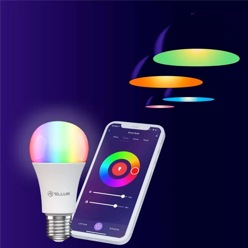 Tellur TLL331341 nutikas WiFi-pirn, 9 W, RGB, hämardatav — Wi‑Fi RGB LED 9W, hämardatav