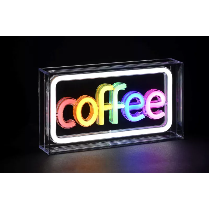 Neoon-LED-silt ActiveJet AJE-NEON COFFEE, mitmevärviline, USB 5V, pinnapaigaldus, AS-plastist raam