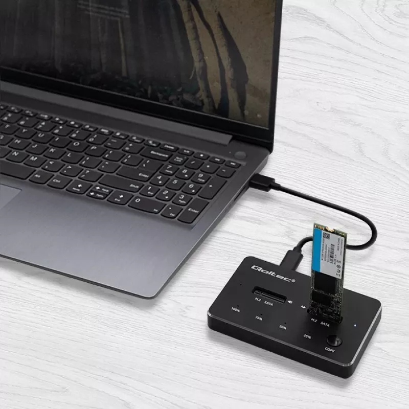 Qoltec 50310 Drive dokkimisjaam 2x SSD M.2 SATA NGFF USB Type C